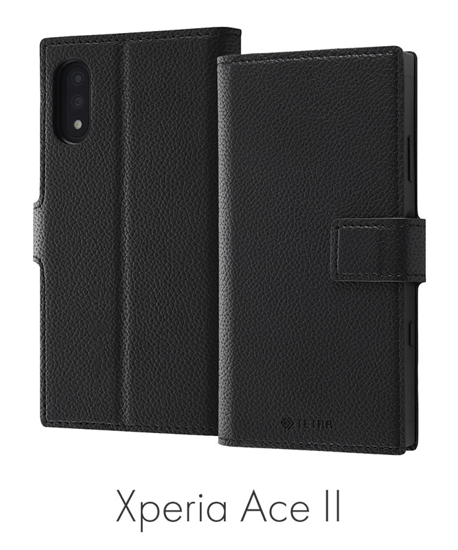 Xperia Ace II 耐衝撃 手帳型レザーケース TETRA レッド RT