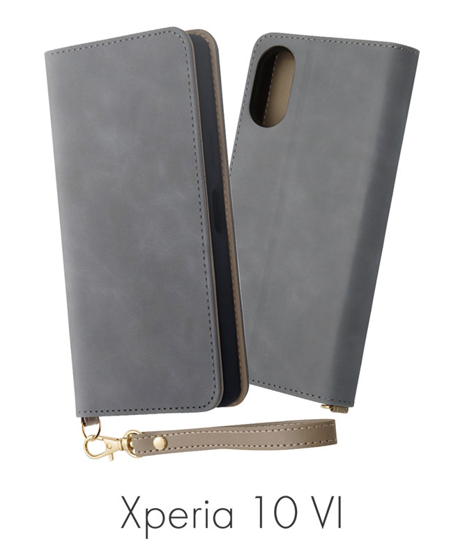 Xperia 10 VI 耐衝撃 手帳型レザーケース Raffine ブルー IN