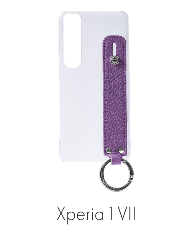 Xperia 1 VII クリアケース 本革 アドリアレザー ハンドベルト付き